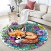 Sleeping Fox Round Area Rug,Carpet Rug for Living Room Bedroom Sofa Playroom Decor,Non-slip Floor Mat