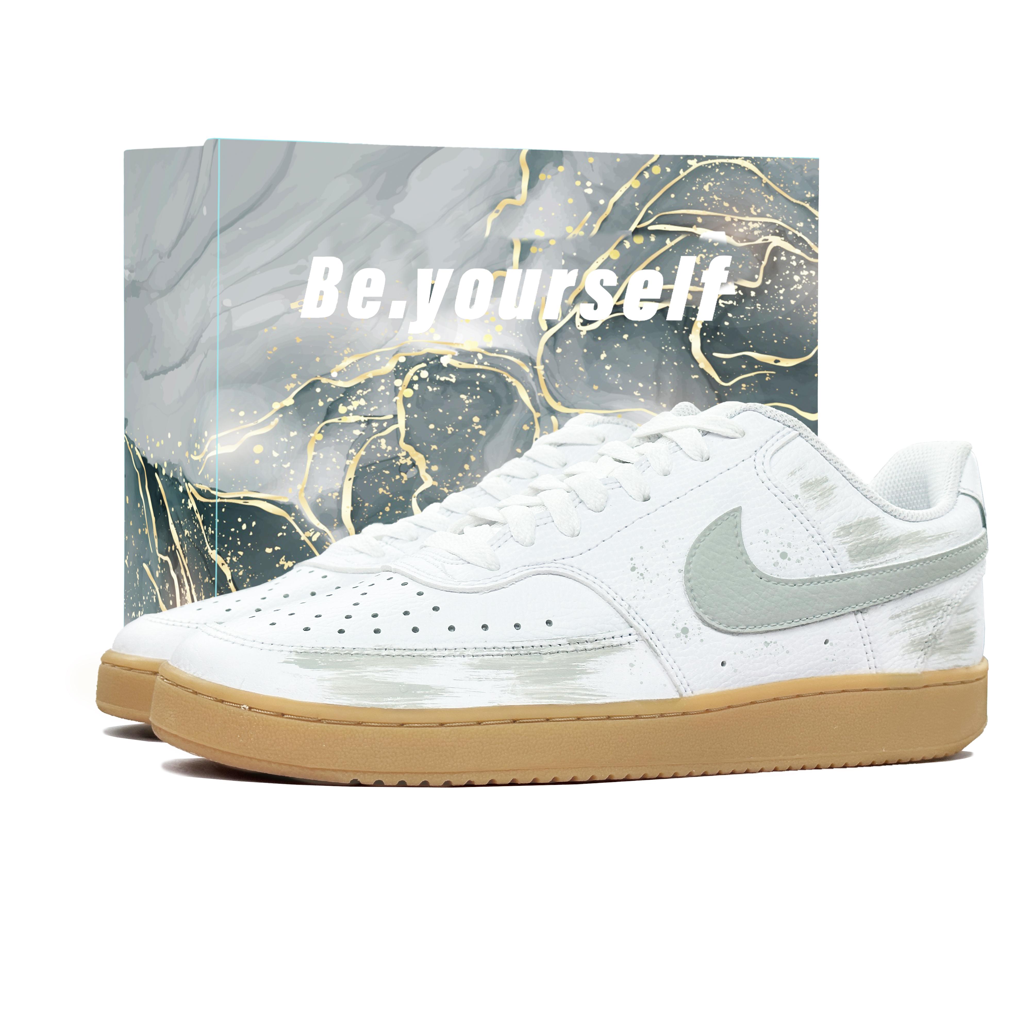 

Nike Court Vision 1 Night Tide No Sleep Quick Dry Abrasion Resistant Low top Skateboard Shoes Men s Gray White CD5463-105(Team708--BOX) 40.5