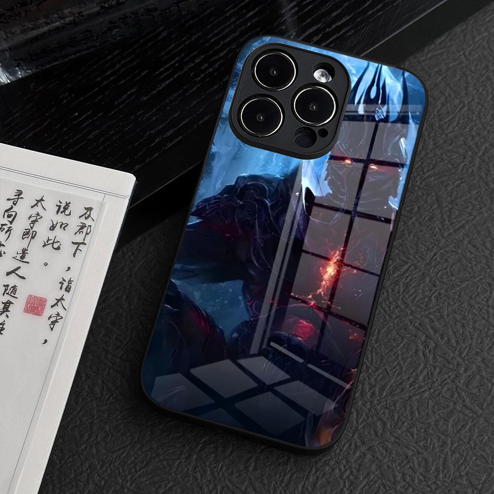 World of Warcraft Lich King Phone Case for iPhone 15 Pro Max 14 Plus 12 Mini 11 13 14 Pro Max Magsafe Wireless Charge Glass Cove