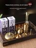 Brass Incense Ceremony Set: Seal Tools, Ash Press, Incense Powder, Burner, Shovel, Spoon, Stamp.