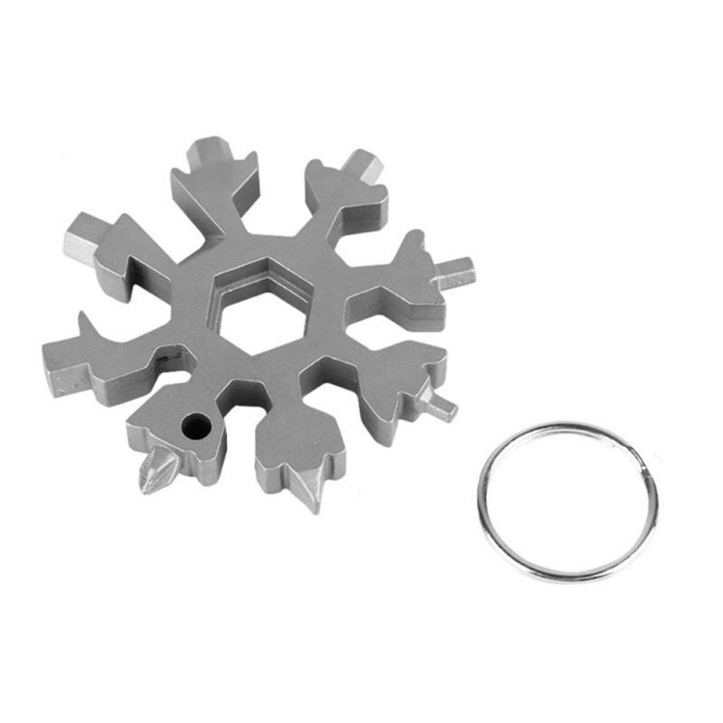 

Комбинация многофункциональных карт «Снежинка» 18-в-1 Компактная многофункциональная отвертка Многофункциональный гаджет из нержавеющей стали серебряный