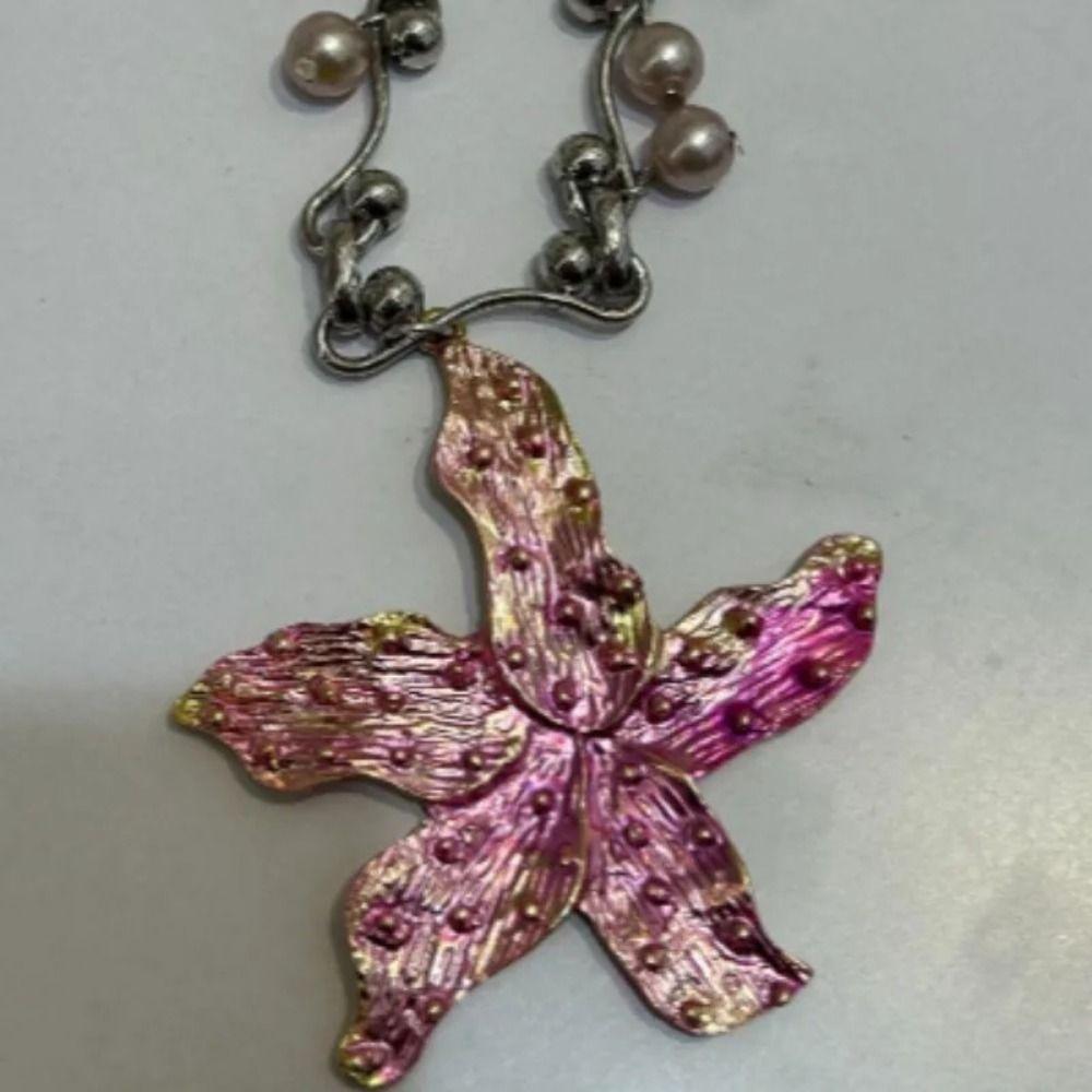Bohemia Starfish Pendant Necklace Imitation Pearl Clavicle Chain Pearls Necklace  Women