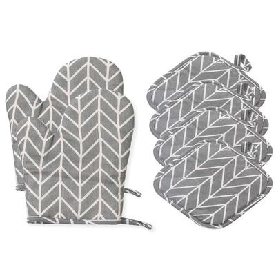 MDNG Cotton Linen Heat Resistant Oven Mitts & Pot Holders