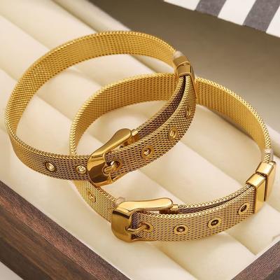 Bracelet, Gold Plated Mesh Bracelet, Men's and Women's Fashion Wrist, Accessories, Titanium Steel, Personalized Creative Watch Strap, Bracelet