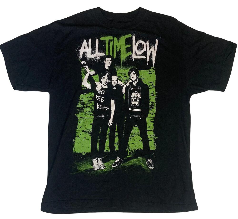 Camiseta Unisex de Manga Curta Preta da Banda de Rock All Time Low