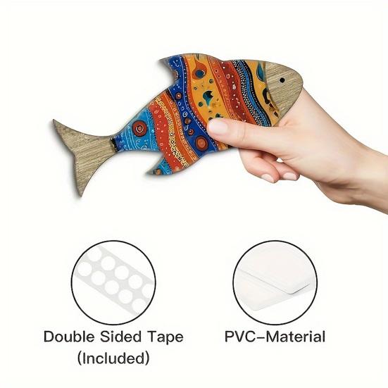 3Pcs/Set Nautical Wooden Fish Wall Decoration Farmhouse Rustic Colorful Fish Wall