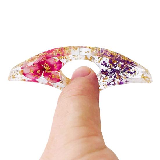 Kurutulmuş Çiçekli Reçine Kitap Sayfası Tutucu Başparmak Yüzüğü Sayfa Tutucu El Yapımı Şeffaf Çiçekli Kitap Ayracı Okuyucular İçin Okuma Aksesuarları Kitap Severler