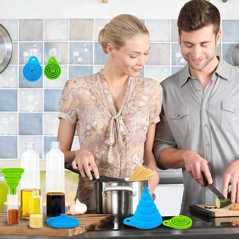 Küchentrichter, Küchenhelfer-Zubehör, faltbarer Silikon-Trichter zum Befüllen von Wasserflaschen, Flüssigkeitstransfer, Lebensmittelqualität