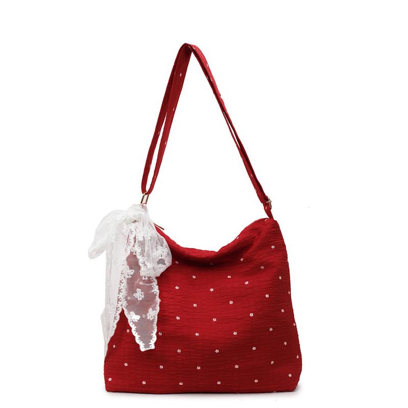 

New fashionable lace portable shoulder bag exquisite foreign commuter tote bag large capacity underarm bag women