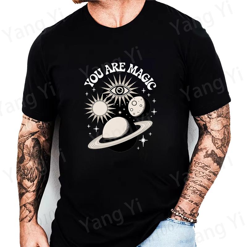 

You Are Magic Themed Print T-shirt Women Men Tees Round Neck T-shirt Astrology Enthusiasts Mysterious Magic Style Boy Girl Tee 5XL різнокольоровий