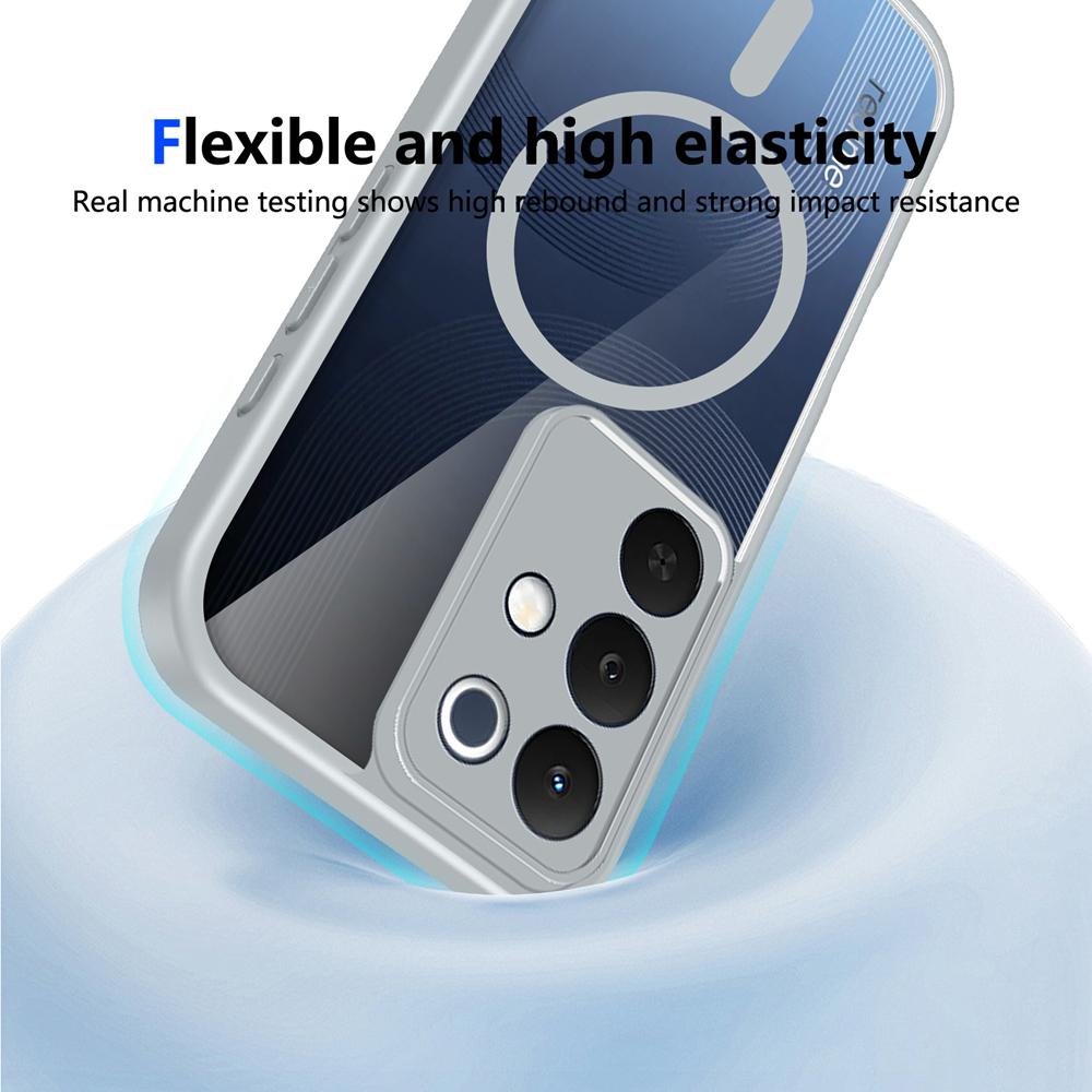 KEYSION Transparent Magnetic Phone Case for Realme C85 5G Soft Silicone+PC HD Clear Shockproof Back Cover for OPPO Realme C85