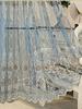 European Beaded Embroidered Sheer Curtains, for Living Room and Bedroom Decor, Elegant Floral Pattern, Light Filtering Drapes