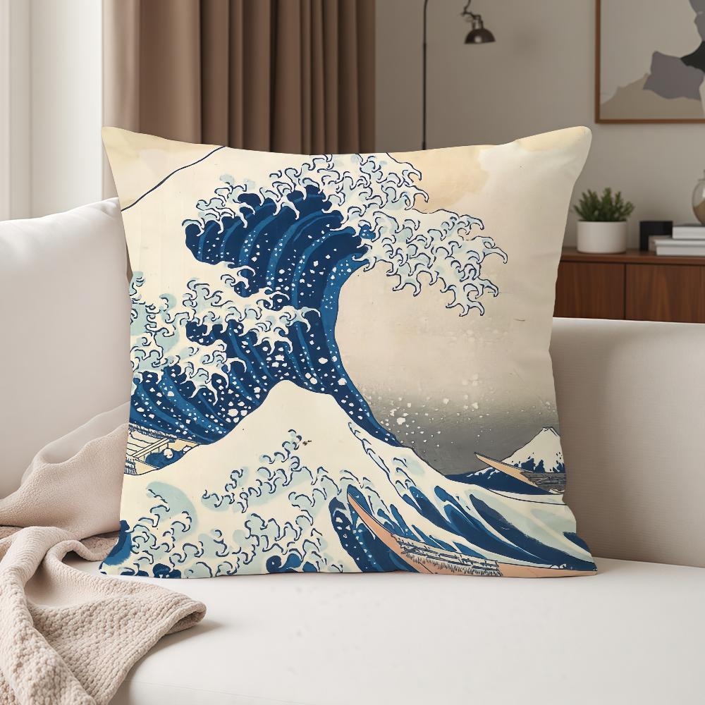 Katsushika Hhokusai Japanese Ukiyoe Pillow Case Suitable For Bedrooms Living Rooms Cars Home Decoration
