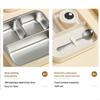 3 Compartment Stainless Steel Lunch Box With Cartoon Design Leak Proof Lid Food Container For School Office Bentos