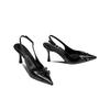 Women's High-heeled Shallow Mouth Shoes Summer Elegant Buckle Decorated Black Shoes
