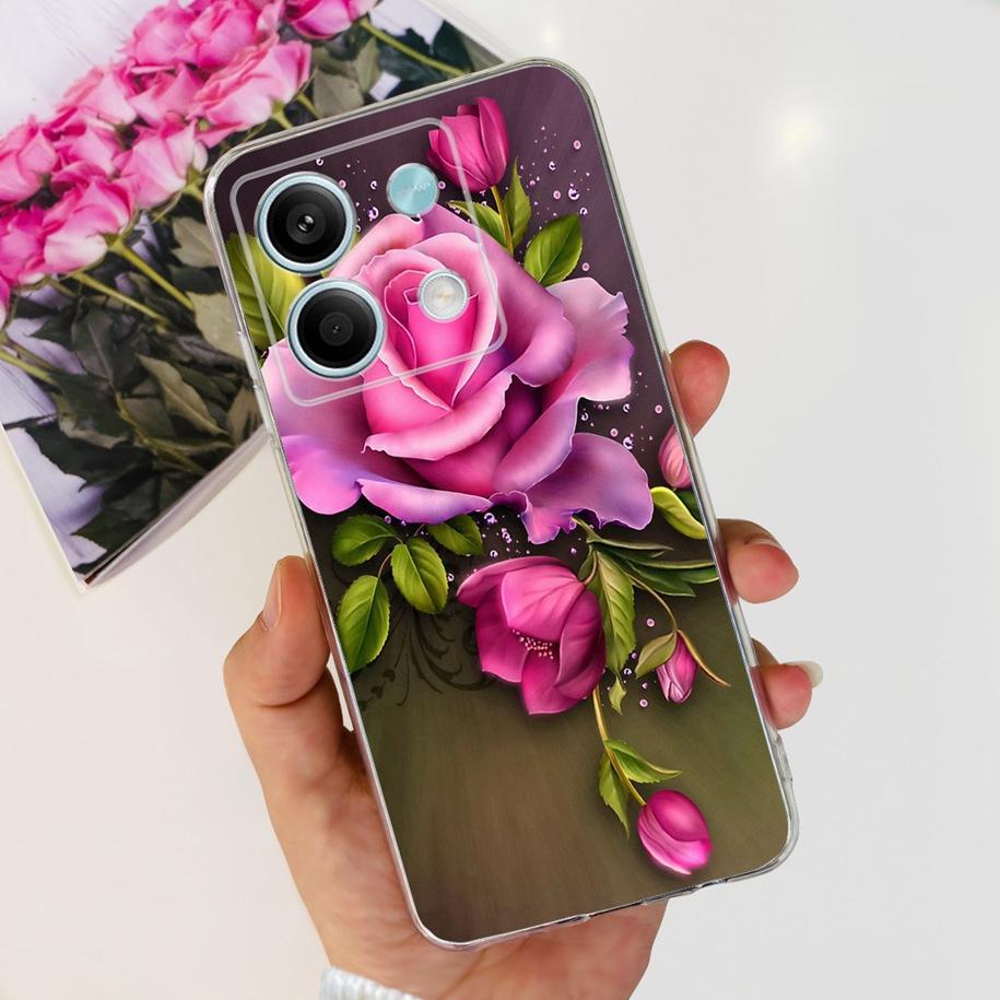 For Xiaomi Redmi Note 13 2024 Case Fashion Flower Soft Phone Case For Xiaomi Redmi Note 13 5G Soft Fundas Bumper Note13 4G Coque