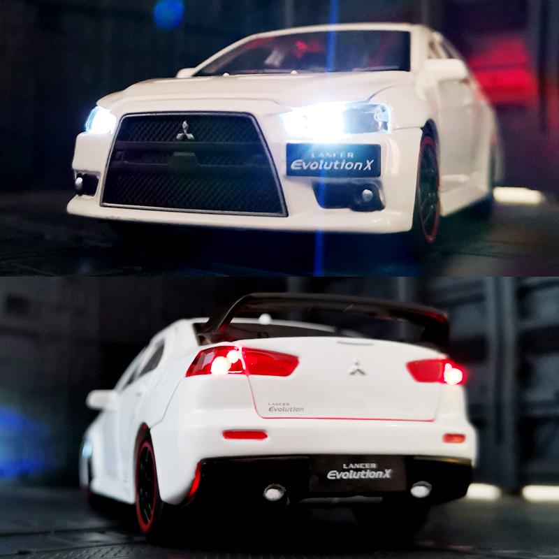 Cwlsev1 1:32 Mitsubishis Lancer Evo X 10 Alloy Car Model Diecast Metal Toy Vehicle Car Model Simulation Sound Light Collection Kids Gift