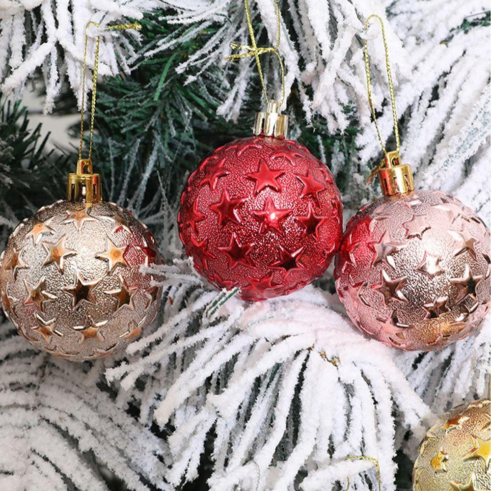 6pcs Colorful Star Christmas Balls Set 6cm Xmas Tree Pendants Home New Year Gift