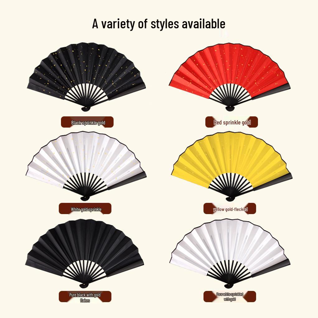 Silk Folding Fan: 8"-10" Waterproof, Tear-resistant, Calligraphy-Ready, Traditional Style