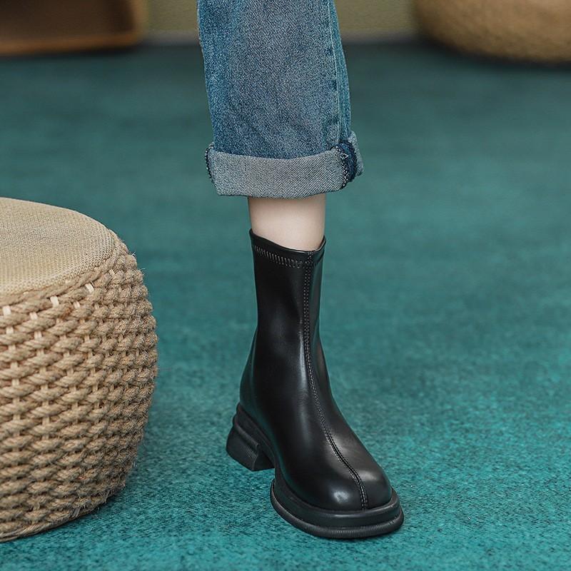 Brown Martin Boots Women's Spring and Autumn Platform British Wind Fried Street Short Boots Tide Ins