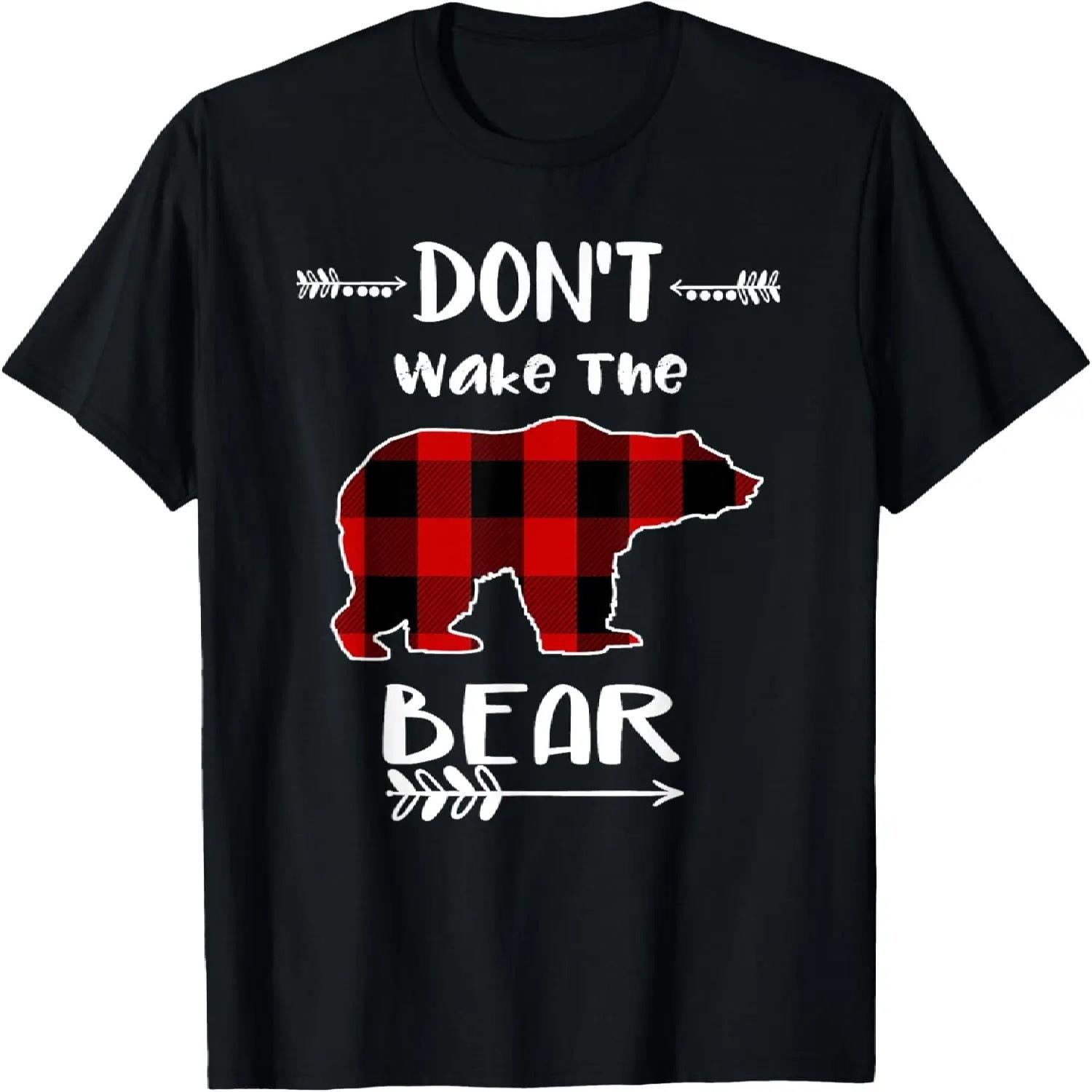 Don t Wake The Bear Black & Red Buffalo Plaid Bear T-Shirt XXXXXL разноцветный