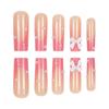 Elegant Long Pink French Bow Pearl False Nail Tips