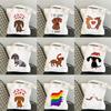 Women Shopper Bag Dachshund Through the Snow Funny Cute Dog Print Kawaii Tote Bag Harajuku Foldable Shopping Bag Female Handbag