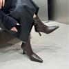 Pointed Boots Short Boots Women's 2025 Autumn and Winter New European and American Short Women's Boots Thin Heel High Heel Boots Design Sense Thin