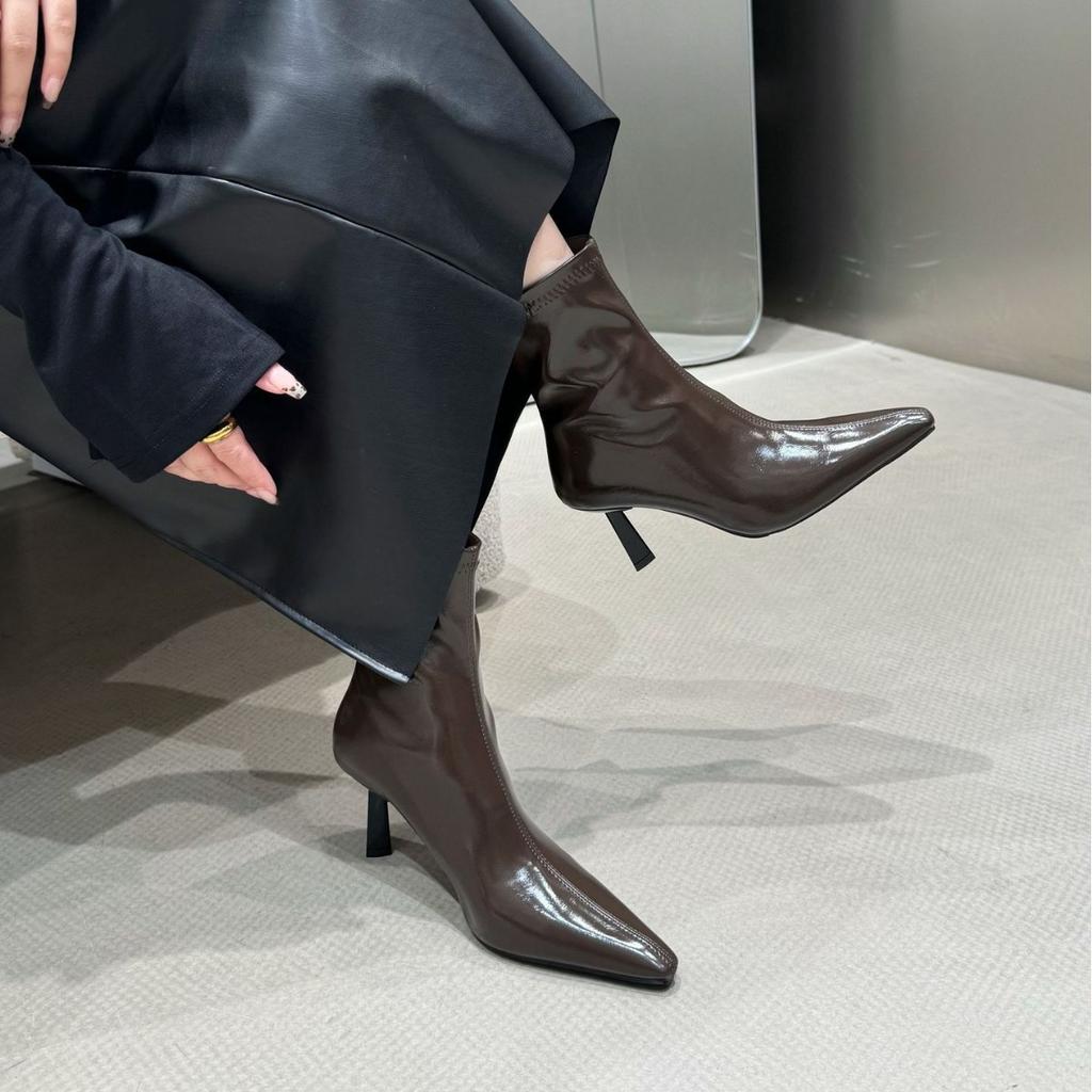 Pointed Boots Short Boots Women's 2025 Autumn and Winter New European and American Short Women's Boots Thin Heel High Heel Boots Design Sense Thin