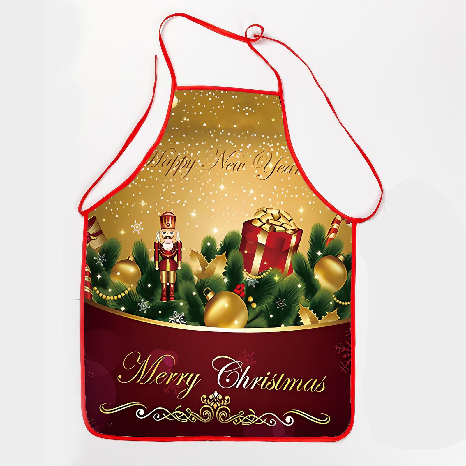 

Рождественский фартук с принтом Клауса, водонепроницаемый и устойчивый к пятнам, бытовой рождественский фартук One Size