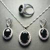 European-American Zircon Jewelry Set: Ring, Necklace, Earrings - Three-Piece Inlaid Zircon Collection