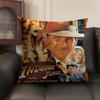 Movie I-Indiana J-Jones Cushion Cover Natural Linen Organic Fabric Double-Sided Printing Sofa Home Decor Gift Pillow Case