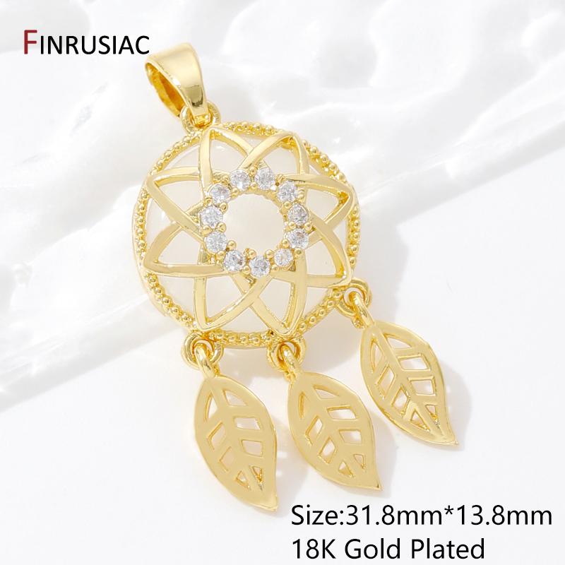 

18K Gold Plated Brass Inlaid Zircon Dream Catcher Charm Pendant For DIY Necklace Making Supplies,Jewelry Pendants Accessories 1 piece