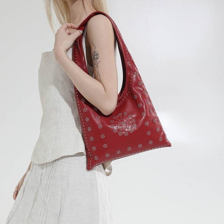 Rivet Flower Hollow Tote Bag Women's Shoulder Handbag