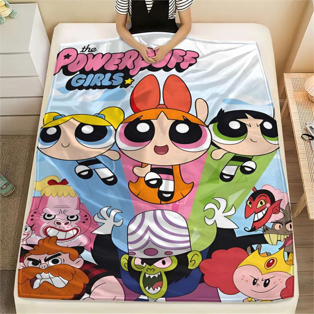 Powerpuff Girls Cartoon Printing Flannel Blanket Bedroom Sofa Camping Warm Blanket Gifts for Family and friends-MJ011