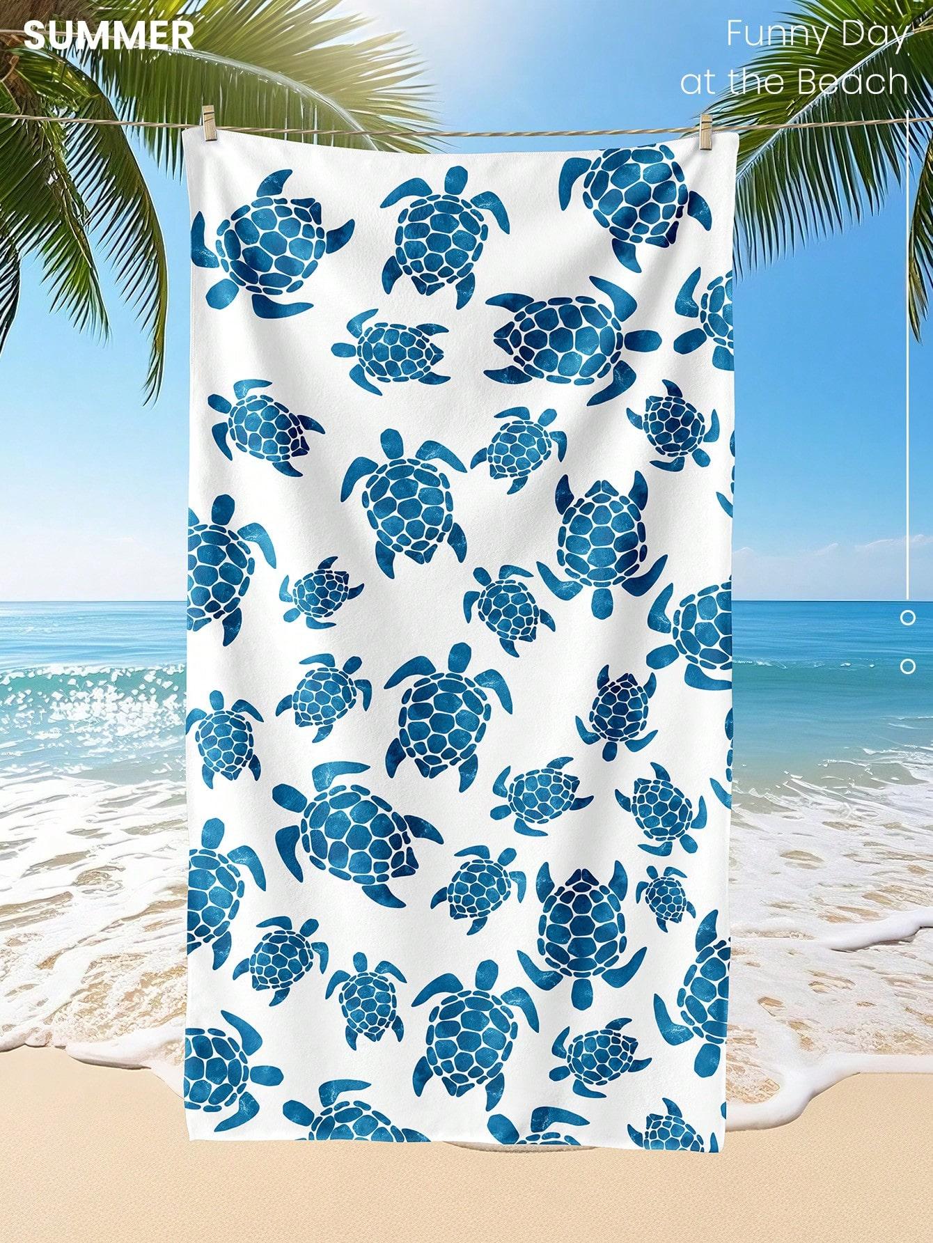 

turtle print beach towel made of ultra-fine fiber,quick drying absorbent,machine wash beaches,swim pools,camping -all age group W30*H60(CM)