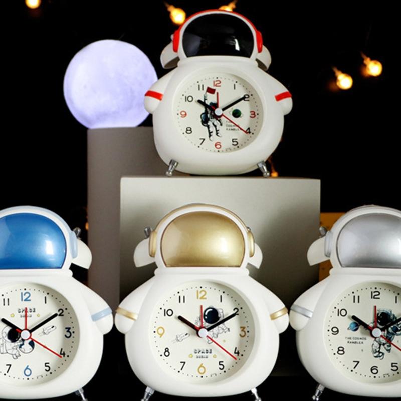 Creative Astronaut Alarm Clock Silent Non Ticking Bedside Clocks Battery Operated Bedroom Home Decorations Kids Boys Birthday G