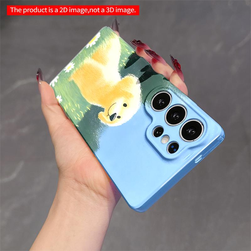 2DFlat Samsung phone case Golden Puppy in Daisies Field Applicable to Galaxy S23 S24 S25ULTRA S26 A12 A14 A15 A16 A54 A55