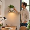 Floating Wall Shelf with Built-in Lights, Modern Plant Display Shelf, -Saving Mount, for Living Room and Bedroom