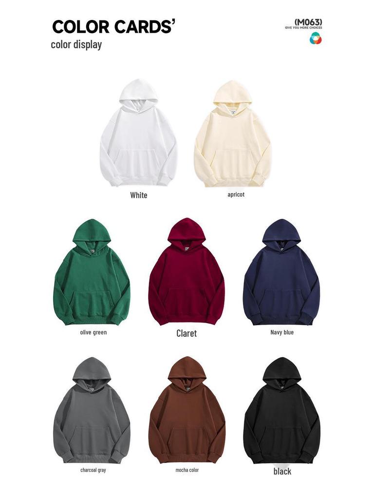 Men's Heavyweight Velvet Crewneck Sweatshirt - Thick Lambswool-Style, Loose Fit, Solid Color, Unisex, 500g.