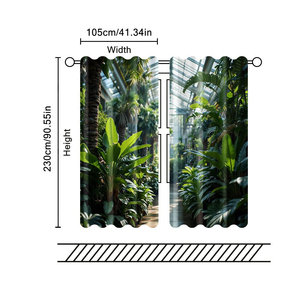 2 Stück, Filtervorhänge (ausgenommen Stangen, unbeweglich, ohne Batterien) Tropische Dschungellandschaft zur Verwendung in Schlafzimmern und