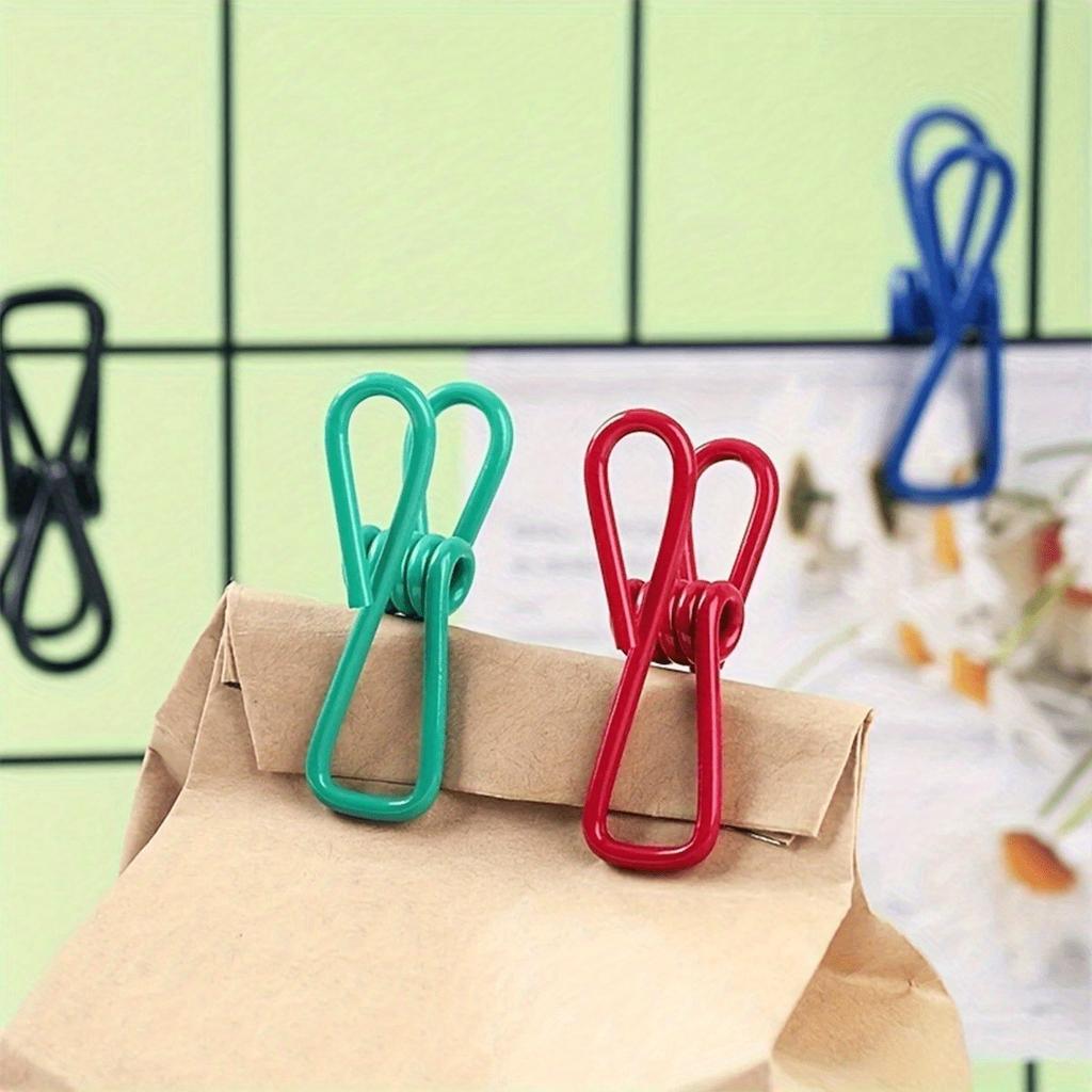 10pcs Food Clips Tongs Sandwich Self Service Clips Multi Purpose Colorful Metal Bag Clips for Kitchen Home Spring Action Food Bag Seal Clips