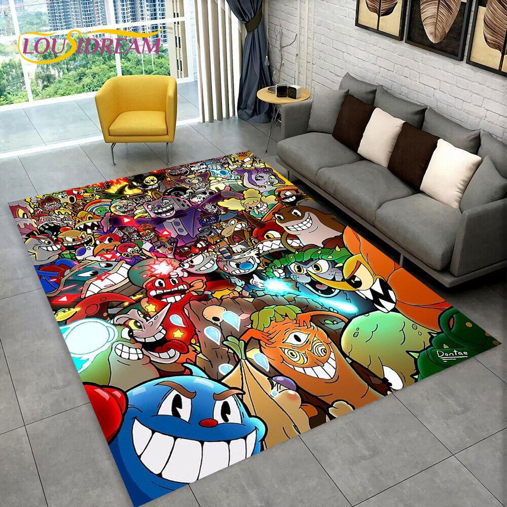 Juego, Cuphead y Mugman, alfombra para área de jugador, alfombra para sala de estar, dormitorio, decoración de felpudo para sofá, alfombra antideslizante para juegos de niños