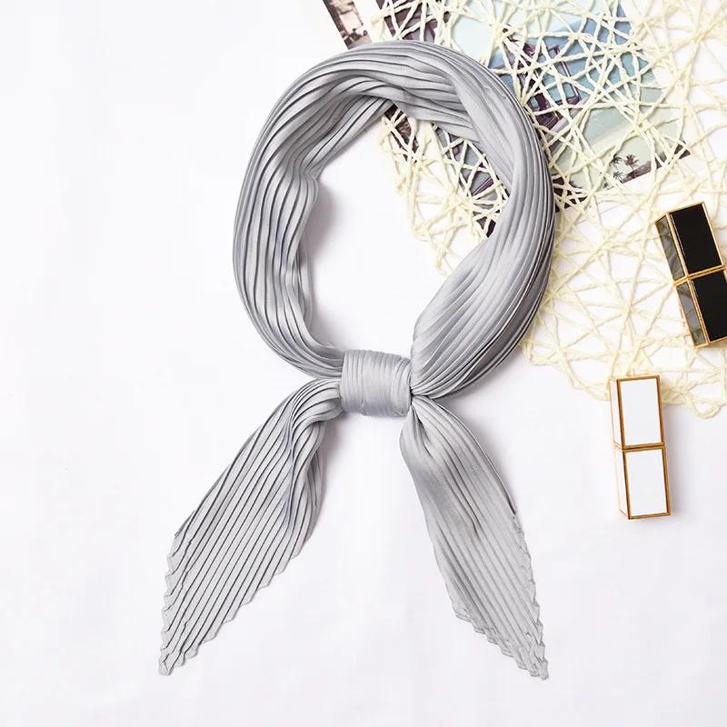70*70cm Small Crinkle Hijab Scarf For Women Silk Satin Handkerchief Bag Scarfs Female Sqaure Headband Hair Scarves For Ladies
