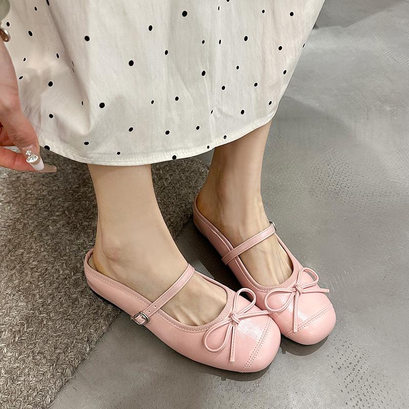 Fashion Summer Women Cover Toe Mules Slippers Fashion Butterfly-knot Slide Ladies Elegant Dress Slip On Shoes
