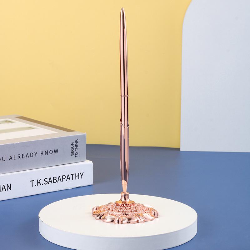 Plum Blossom Metal Anti-Lost Ballpoint Pen for Desk or Reception with Custom Logo.