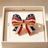Spille Spilla Fiocco Bandiera Americana Spille Smalto Patriottiche Colori Bandiera USA Rosso Bianco Blu Smalto Strass Spille da Bavero Gioielli Regali