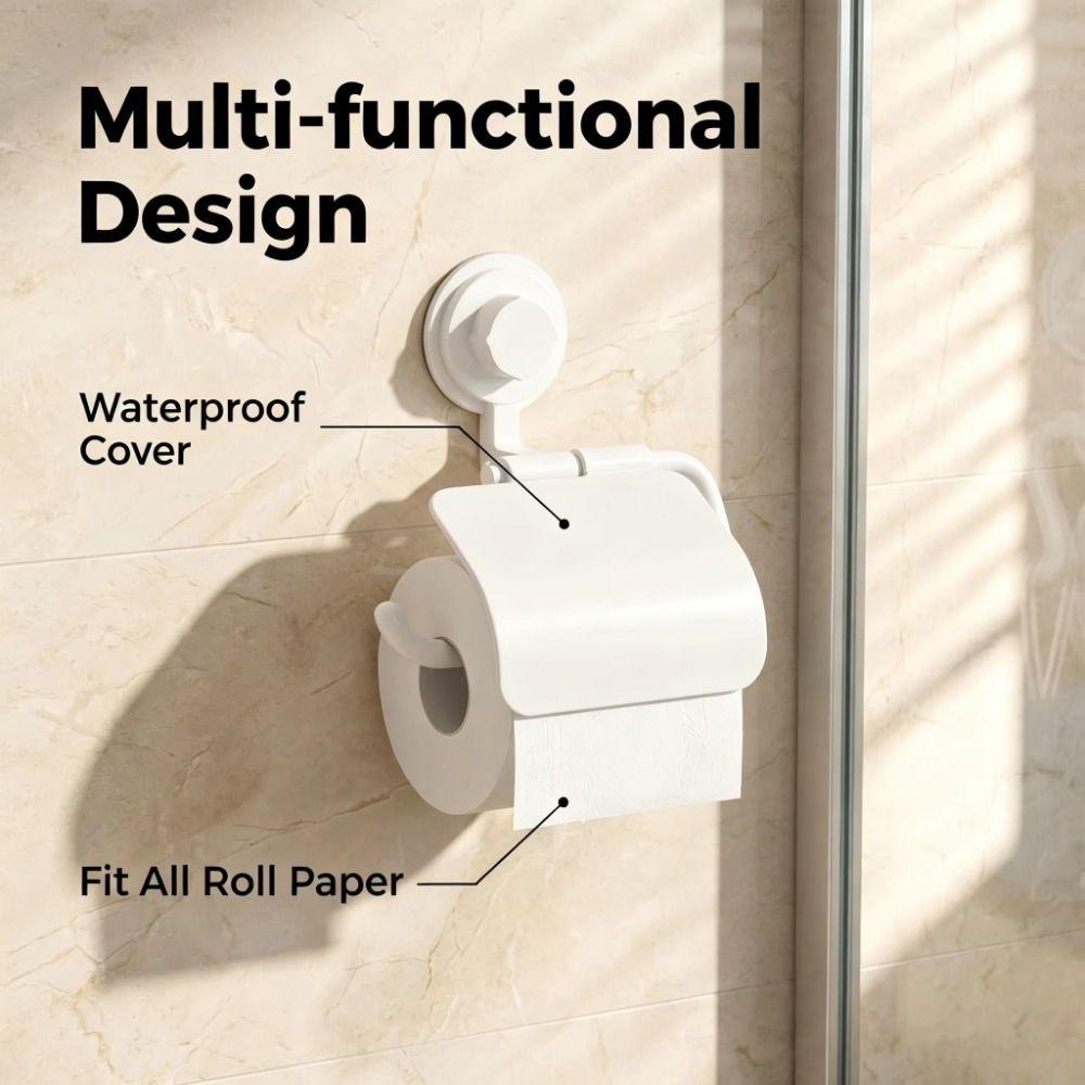 Black & White Bathroom Roll Paper Holder Suction Cup Toilet Paper Holder Humid Environment