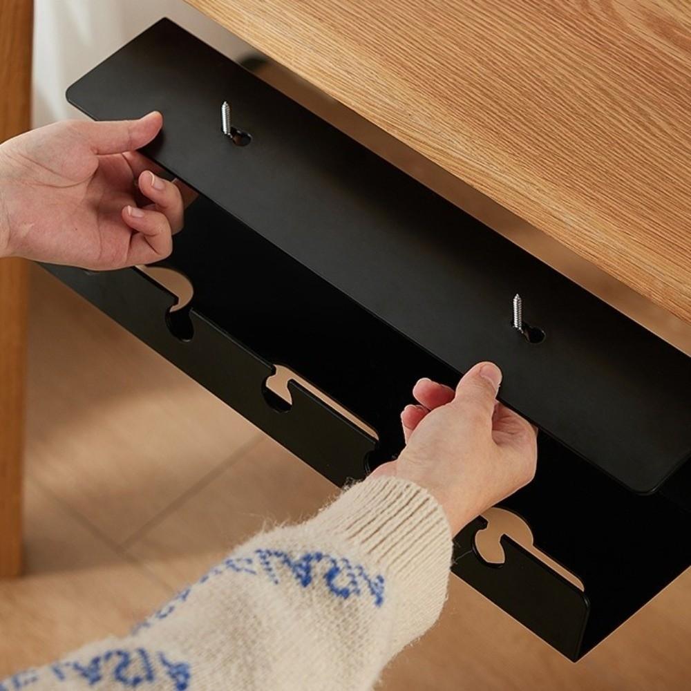 No Drilling Under Desk Cable Management Rack Versatile Wire Fixed Storage Slot  for Office and Home