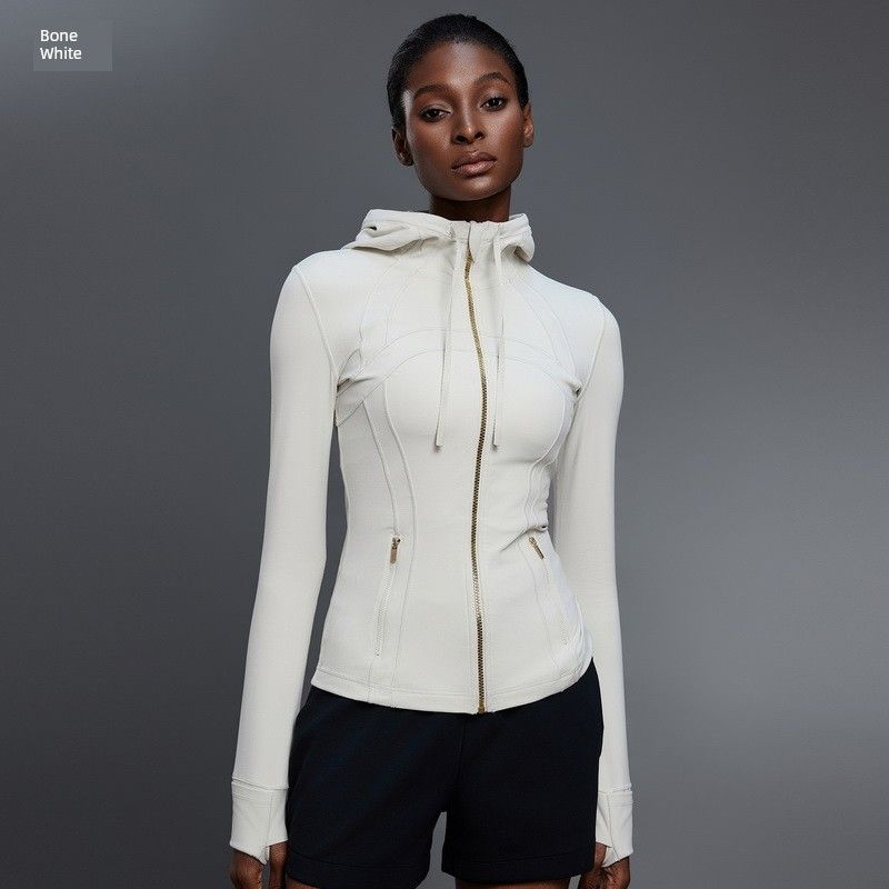 

Lu Same Style Classy Yoga Sports Outwear Women s Fall and Winter Long Sleeves Hooded Running Fall and Winter Workout Clothes Tops Jacket Bone White XL